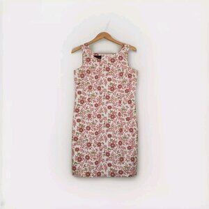 Charter Club Sheath Dress Women's Size 10 Cotton Pink Poppy Floral Zipper VTG